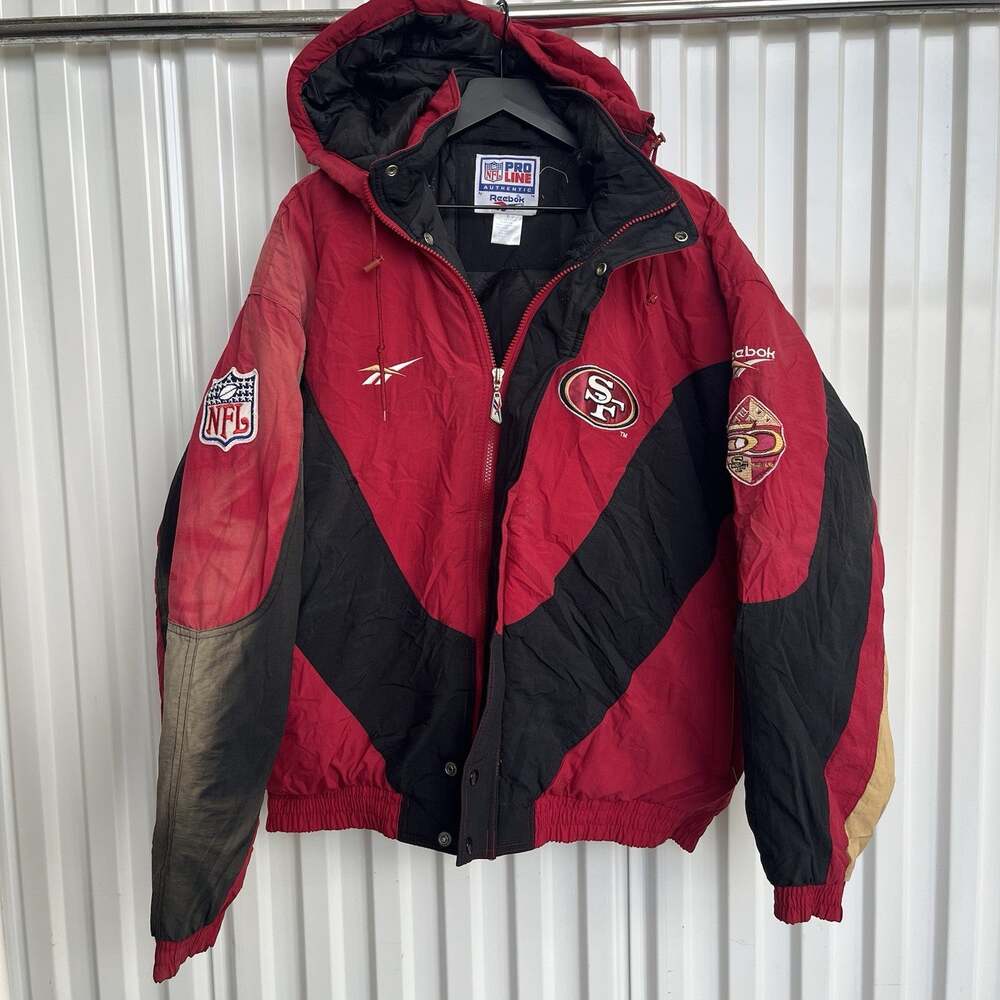 Vintage 1990s 90s NFL San Francisco 49ers Forty Niners Proline Puffer Jacket XL
